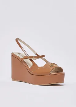 Zeppe slingback in pelle e vernice