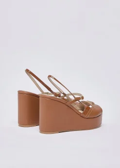 Zeppe slingback in pelle e vernice
