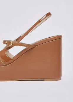 Zeppe slingback in pelle e vernice